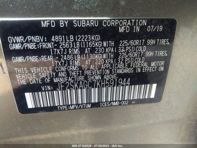 JF2SKAGC7KH591944 Subaru Forester Premium