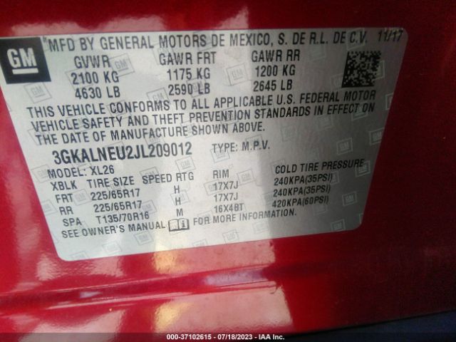 3GKALNEU2JL209012 GMC Terrain Sle Diesel