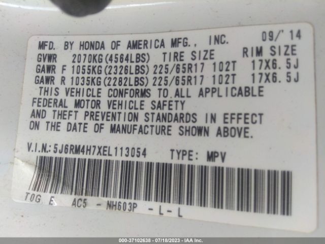 5J6RM4H7XEL113054 Honda Cr-v Ex-l