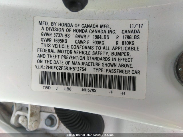Honda Civic Sedan Lx 2018 2HGFC2F58JH513754 Image 9
