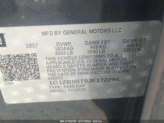 Chevrolet MALIBU LS 2018 1G1ZB5ST9JF172296 Image 9