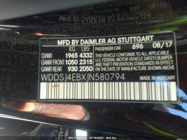 WDDSJ4EBXJN580794 Mercedes-Benz Cla Cla 250