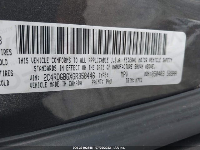 Dodge Grand Caravan Se 2016 2C4RDGBGXGR358446 Image 9