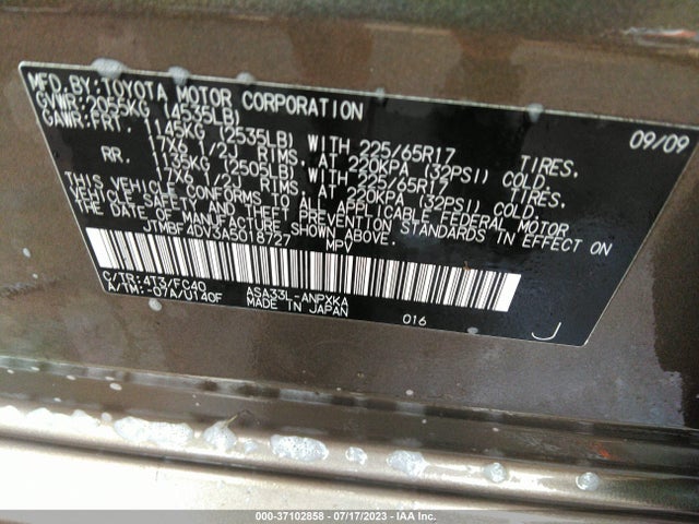 2010 TOYOTA RAV4 VIN: JTMBF4DV3A5018727