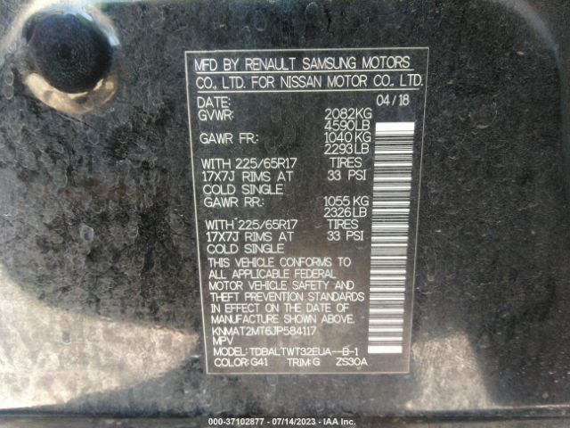 KNMAT2MT6JP584117 Nissan ROGUE SV
