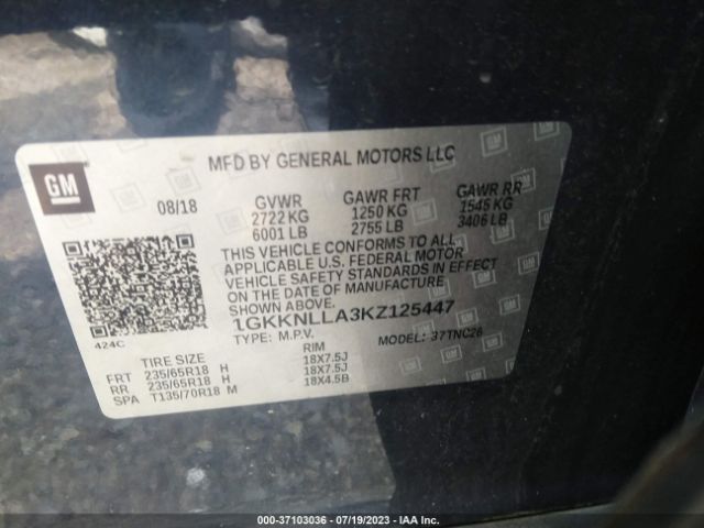 1GKKNLLA3KZ125447 GMC ACADIA SLE