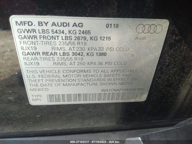 WA1CNAFY2K2047985 Audi Q5 Prestige