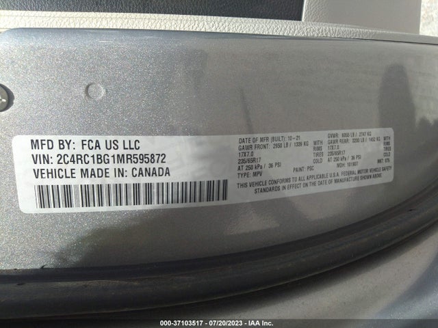 2C4RC1BG1MR595872 Chrysler Pacifica Touring L