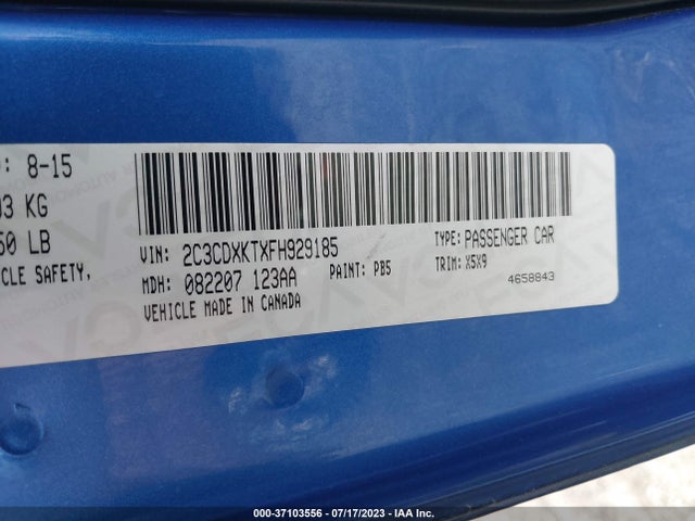 Dodge Charger Police 2015 2C3CDXKTXFH929185 Image 9