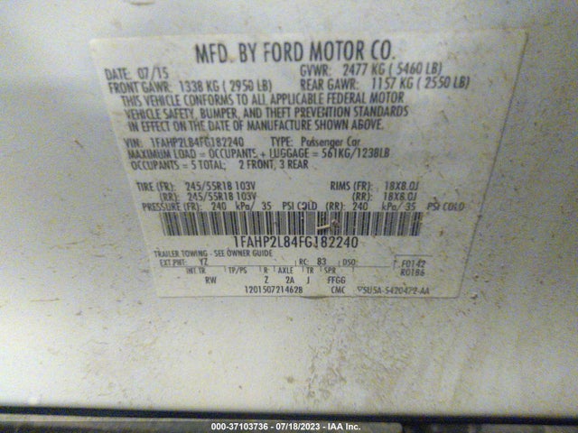 Ford SEDAN POLICE INTERCEPTOR 2015 1FAHP2L84FG182240 Image 15