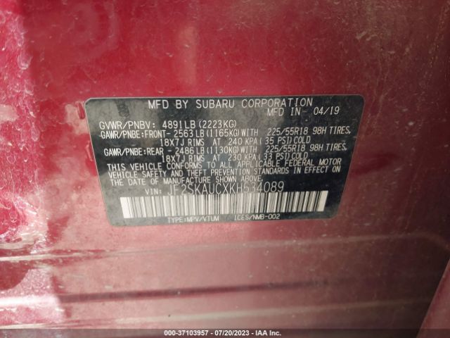 JF2SKAUCXKH534089 Subaru Forester Limited