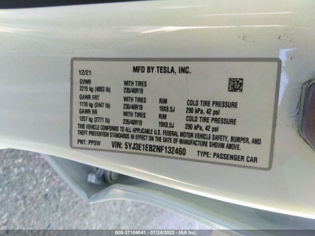 5YJ3E1EB2NF132460 Tesla Model 3 Long Range