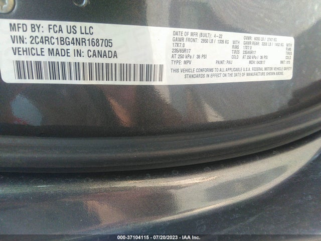 2C4RC1BG4NR168705 Chrysler Pacifica Touring L