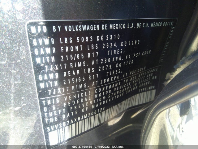 3VV2B7AX6JM206124 Volkswagen Tiguan Sel/se