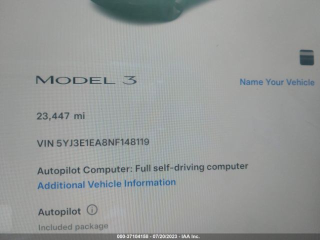 5YJ3E1EA8NF148119 Tesla MODEL 3