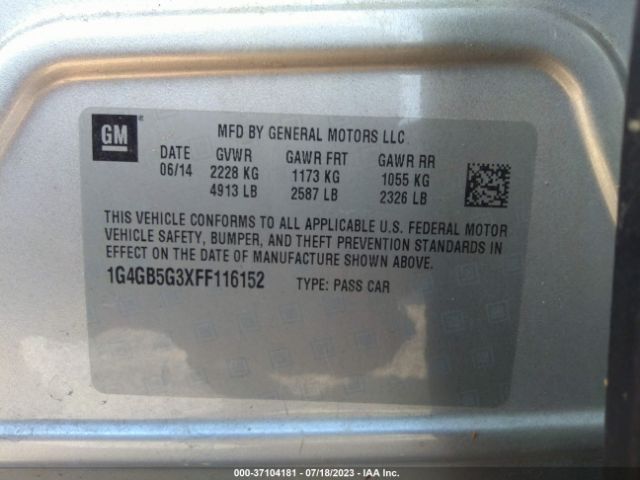 1G4GB5G3XFF116152 Buick Lacrosse Leather