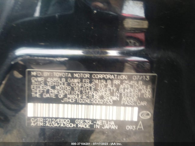 Lexus IS 250 2014 JTHCF1D2XE5002733 Image 9