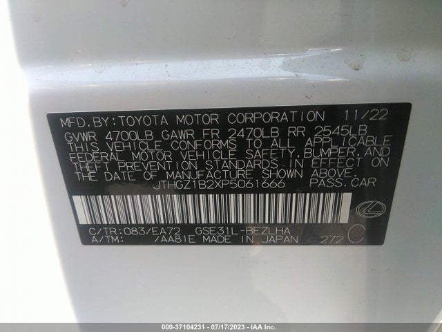 2023 Lexus IS, VIN: JTHGZ1B2XP5061666