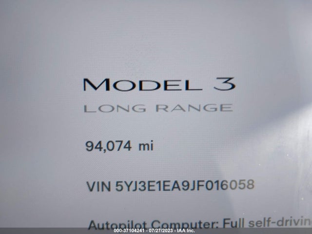 Tesla Model 3 Range Battery 2018 5YJ3E1EA9JF016058 Image 7