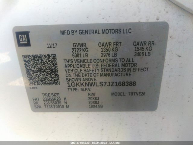 1GKKNWLS7JZ168388 GMC ACADIA SLT