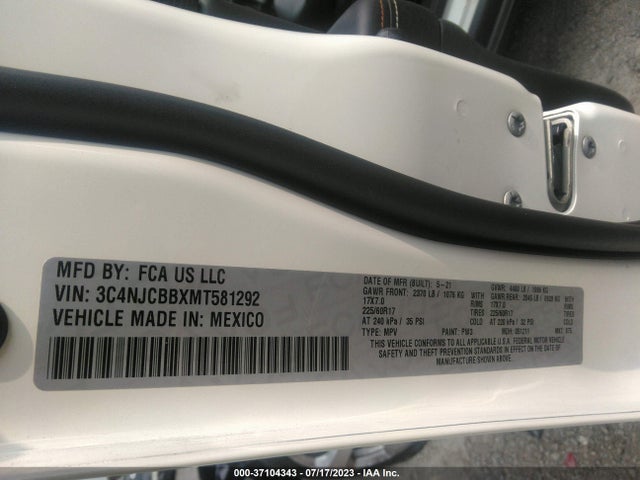 3C4NJCBBXMT581292 Jeep Compass Latitude