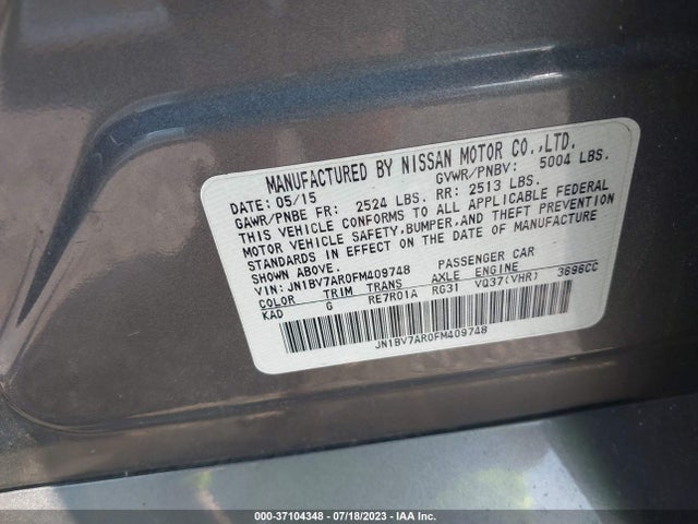 Infiniti Q50 Premium 2015 JN1BV7AR0FM409748 Image 14