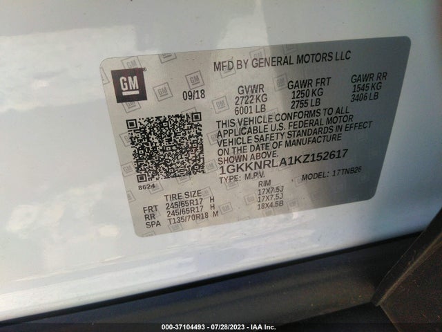 GMC Acadia Sle-1 2019 1GKKNRLA1KZ152617 Image 9