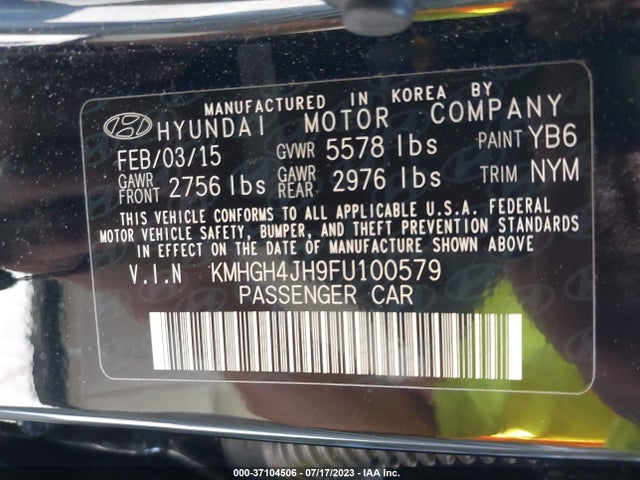 2015 Hyundai Equus, VIN: KMHGH4JH9FU100579