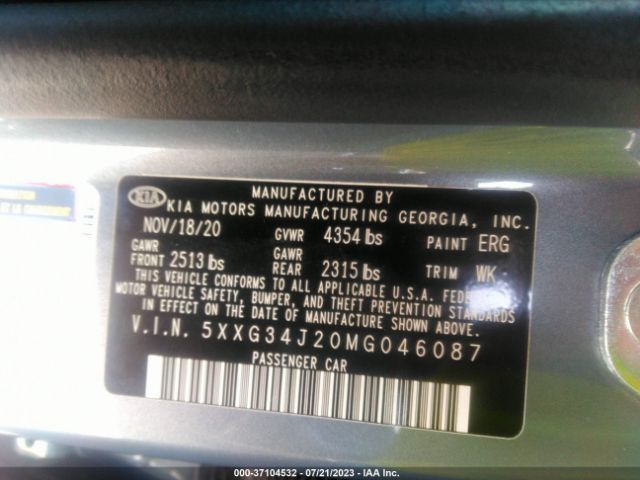 5XXG34J20MG046087 KIA K5 EX