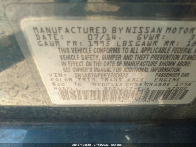 3N1AB7AP8EY280933 Nissan SENTRA S