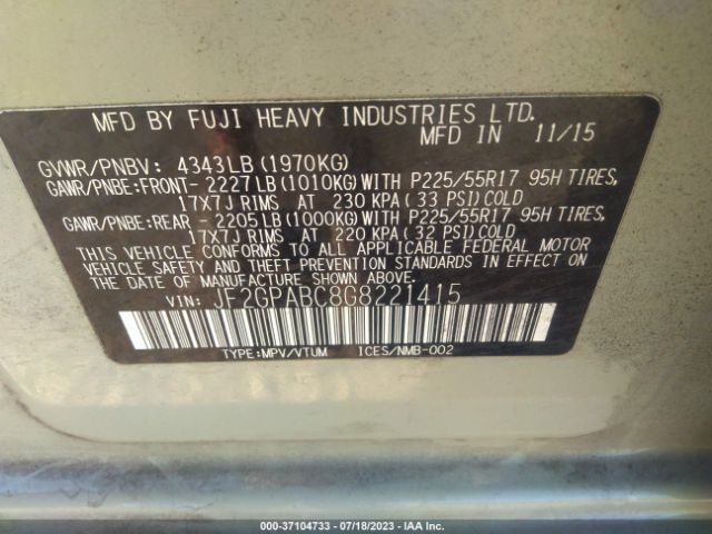 JF2GPABC8G8221415 Subaru Crosstrek Premium