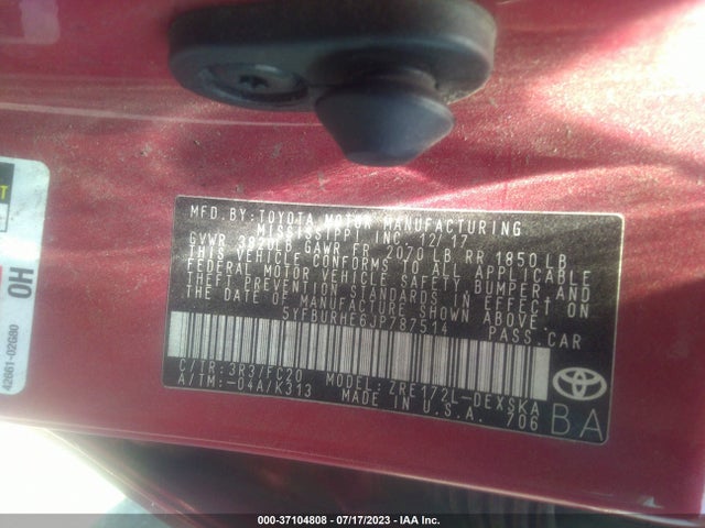 Toyota COROLLA SE 2018 5YFBURHE6JP787514 Image 16