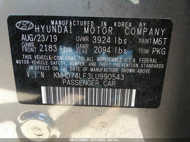 Hyundai ELANTRA SE 2020 KMHD74LF3LU990543 Image 9