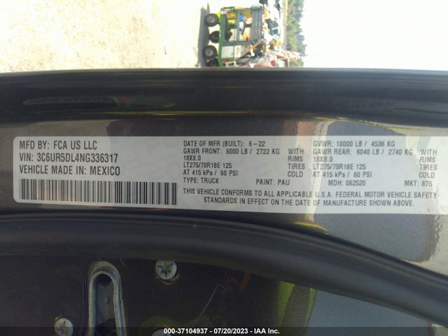 3C6UR5DL4NG336317 RAM 2500 Big Horn