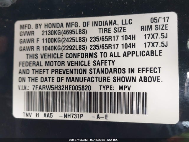 Honda CR-V LX 2017 7FARW5H32HE005820 Image 9