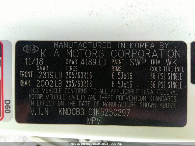 KNDCB3LC1K5250397 KIA NIRO LX