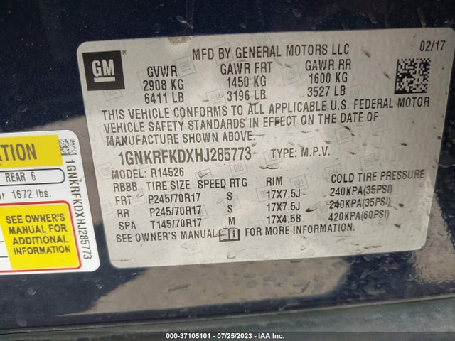 Chevrolet Traverse Ls 2017 1GNKRFKDXHJ285773 Image 9
