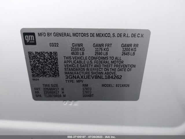 Chevrolet EQUINOX LT 2022 3GNAXUEV8NL184262 Image 9