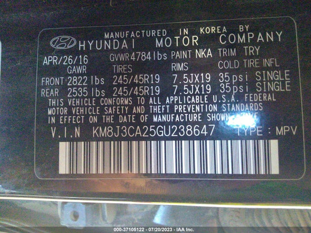 Hyundai Tucson Limited 2016 KM8J3CA25GU238647 Image 14