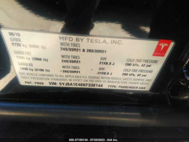 Tesla Model S 100d/p100d/performance 2019 5YJSA1E48KF338144 Image 16