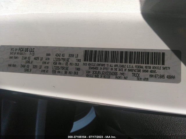 3C6URVJG1KE556366 RAM Promaster Cargo Van