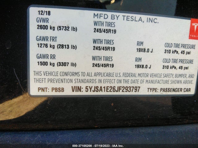 Tesla Model S 75d 2018 5YJSA1E26JF293797 Image 17