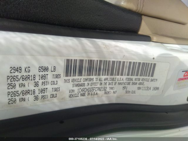1C4RDHDG5FC702162 Dodge DURANGO LIMITED