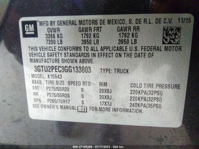 3GTU2PEC3GG133803 GMC Sierra 1500 Denali