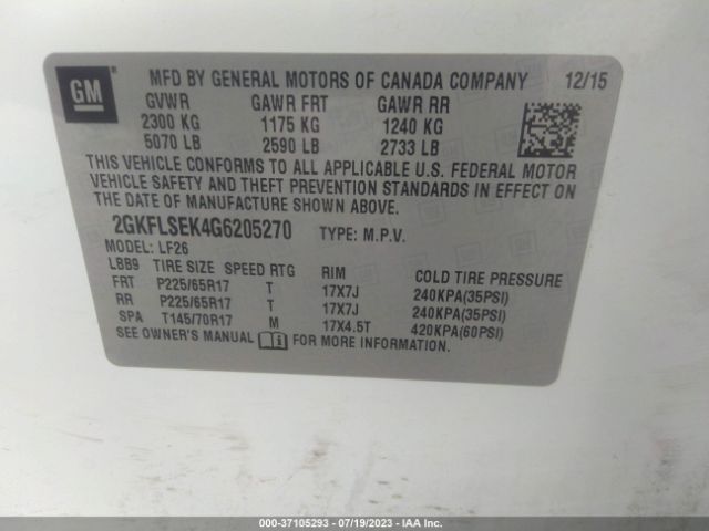 2GKFLSEK4G6205270 GMC Terrain Sle