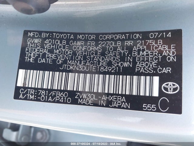 Toyota Prius Four/five/three/one/two 2014 JTDKN3DU1E1849211 Image 15