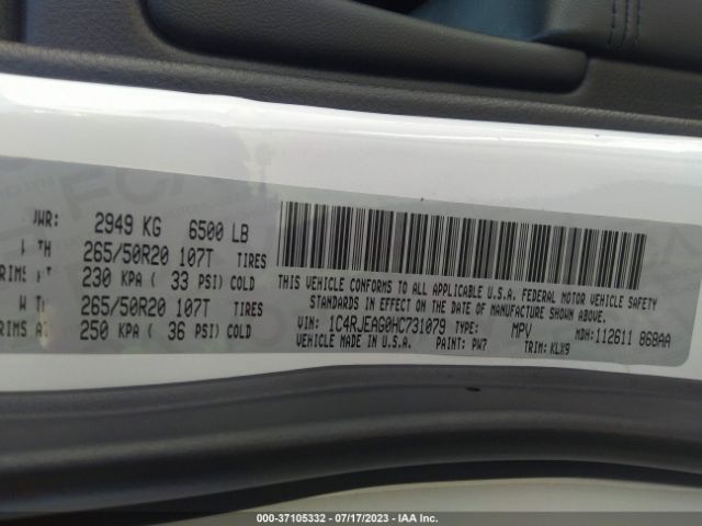 1C4RJEAG0HC731079 Jeep Grand Cherokee Altitude