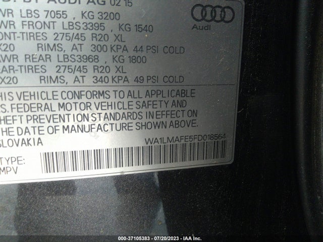 WA1LMAFE5FD018564 Audi Q7 3.0l Tdi Premium Plus