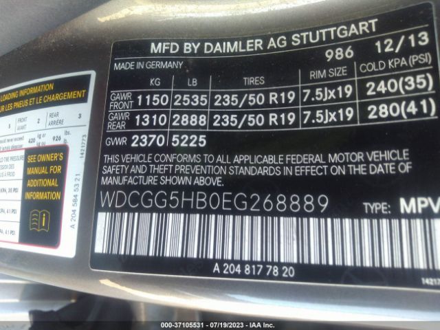 WDCGG5HB0EG268889 Mercedes-Benz Glk-class Glk 350