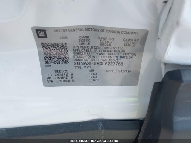 Chevrolet EQUINOX LS 2020 2GNAXHEV3L6227768 Image 9